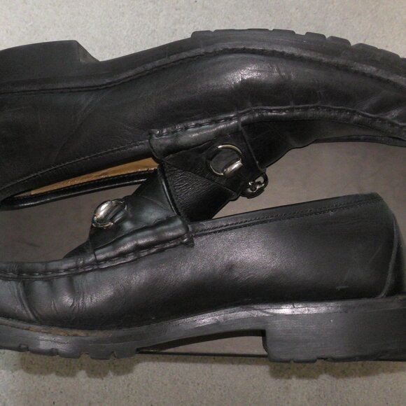Authentic GUCCI Men’s Black Horsebit Leather Round Toe Loafers 11